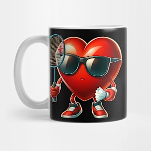 Heart Playing badminton Valentines Day Valentine Men Womens Mug